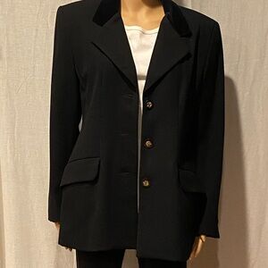 Jules Miller Pea Coat Suit Velvet Collar Black